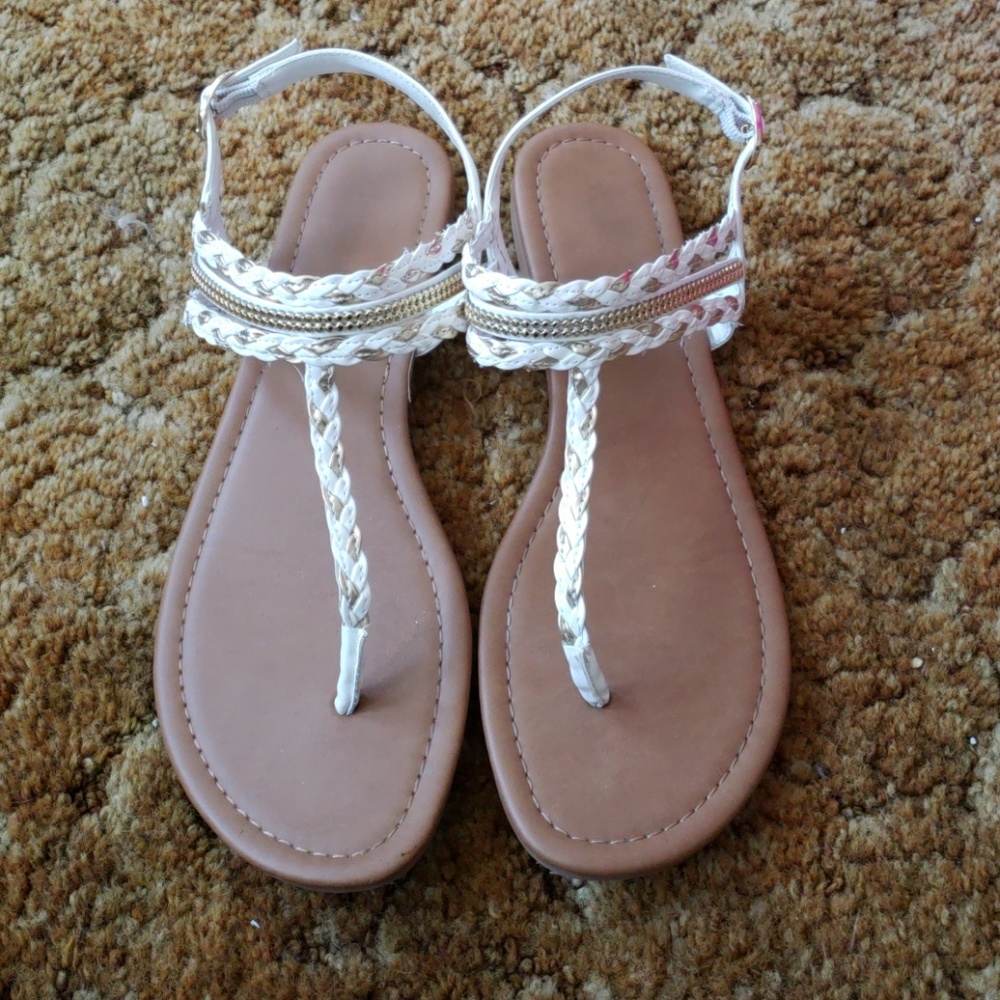White and gold fashion sandals